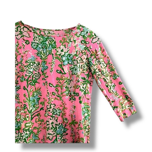 LILLY PULITZER ♦️SALE CORAL ORANGE PINK GRAY FLORAL DRESS SZ XL ( 12-14) - Picture 8 of 10